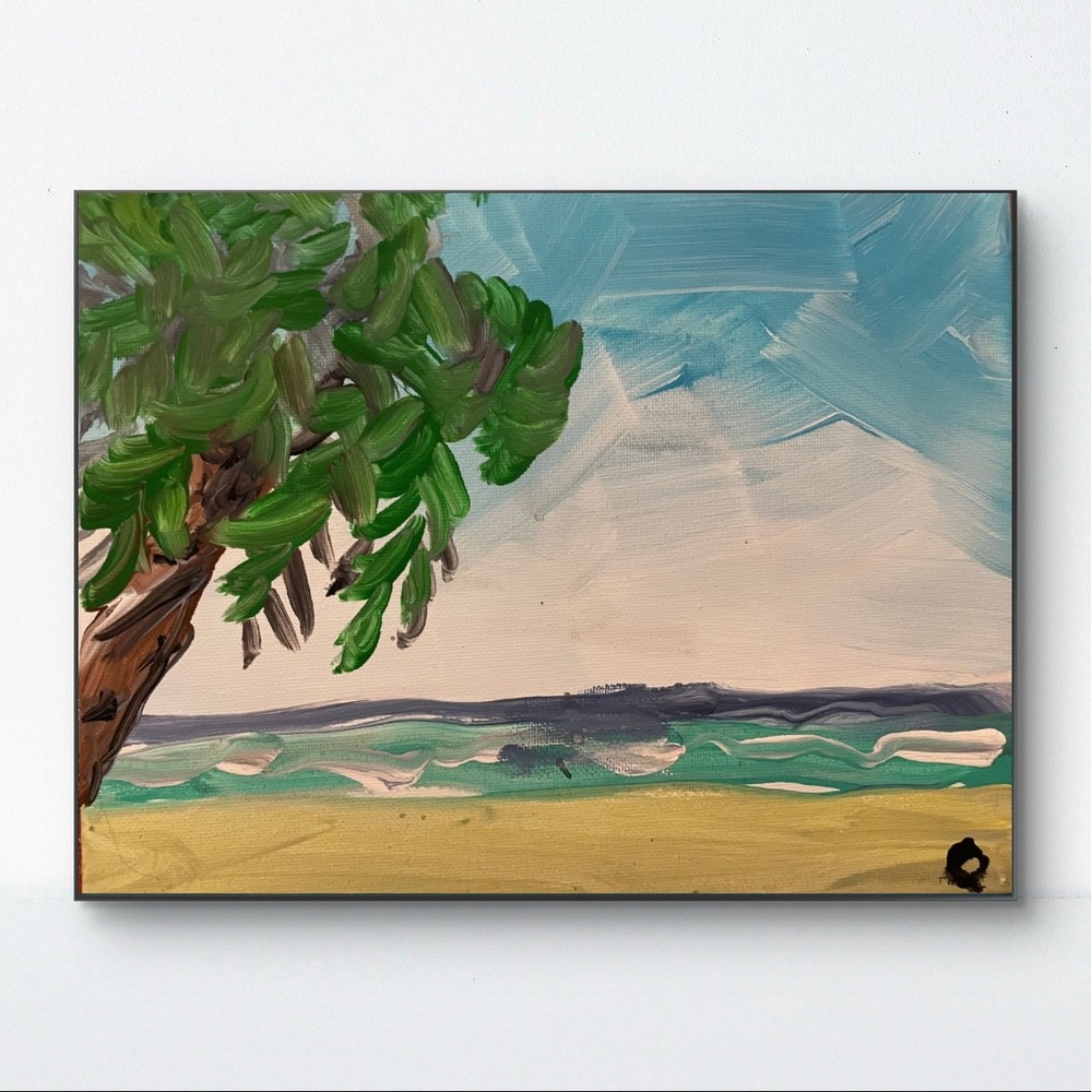 OMAN Original Tropical Beach Landscape Acrylic Painting on Canvas 8x10 Palm Tree